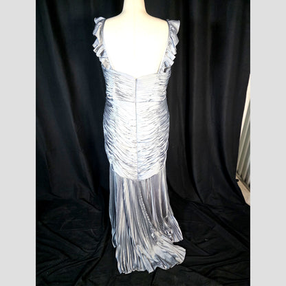Glistening Moonlight Pleated Evening Gown