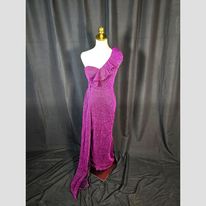 Radiant Raspberry One-Shoulder Glam Gown