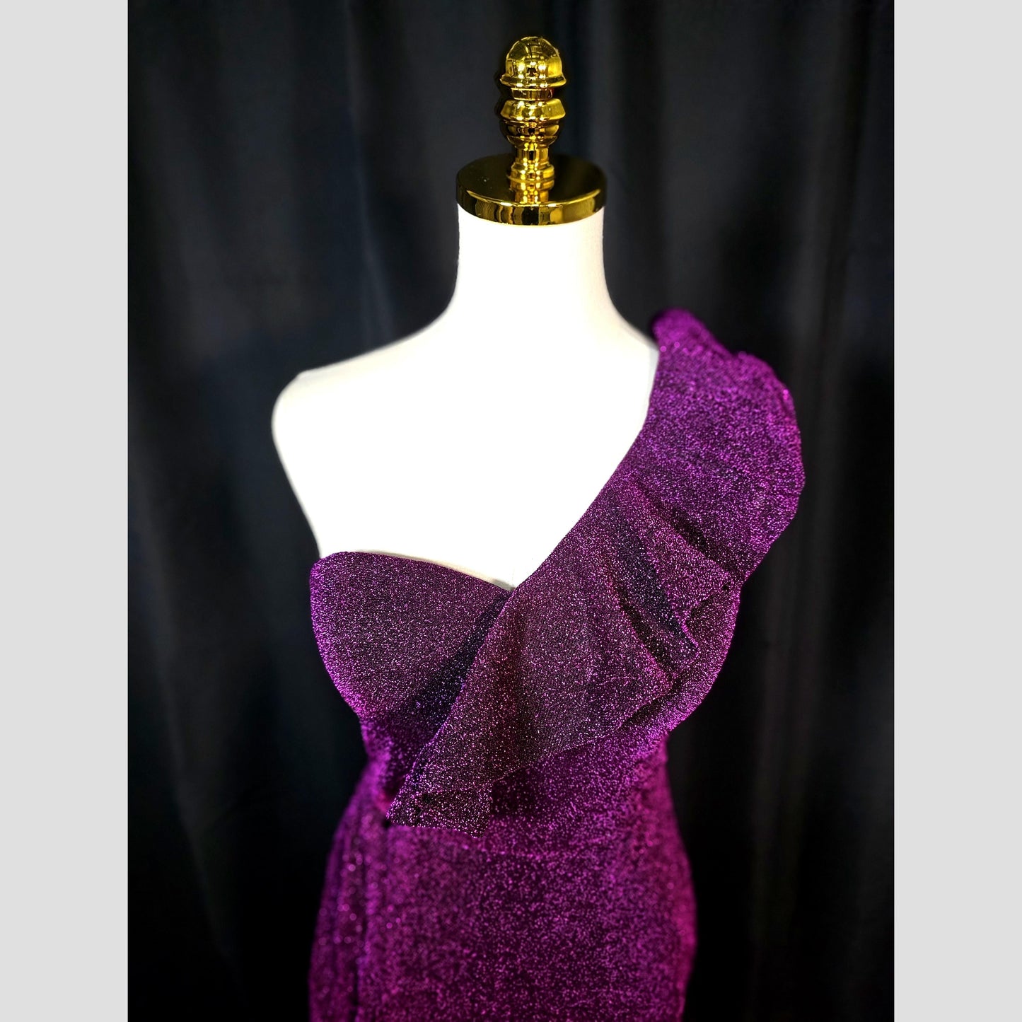 Radiant Raspberry One-Shoulder Glam Gown