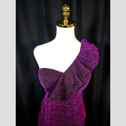 Radiant Raspberry One-Shoulder Glam Gown