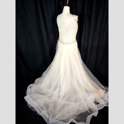 Whimsical Lace Dreams: The One-Shoulder Wonder Gown