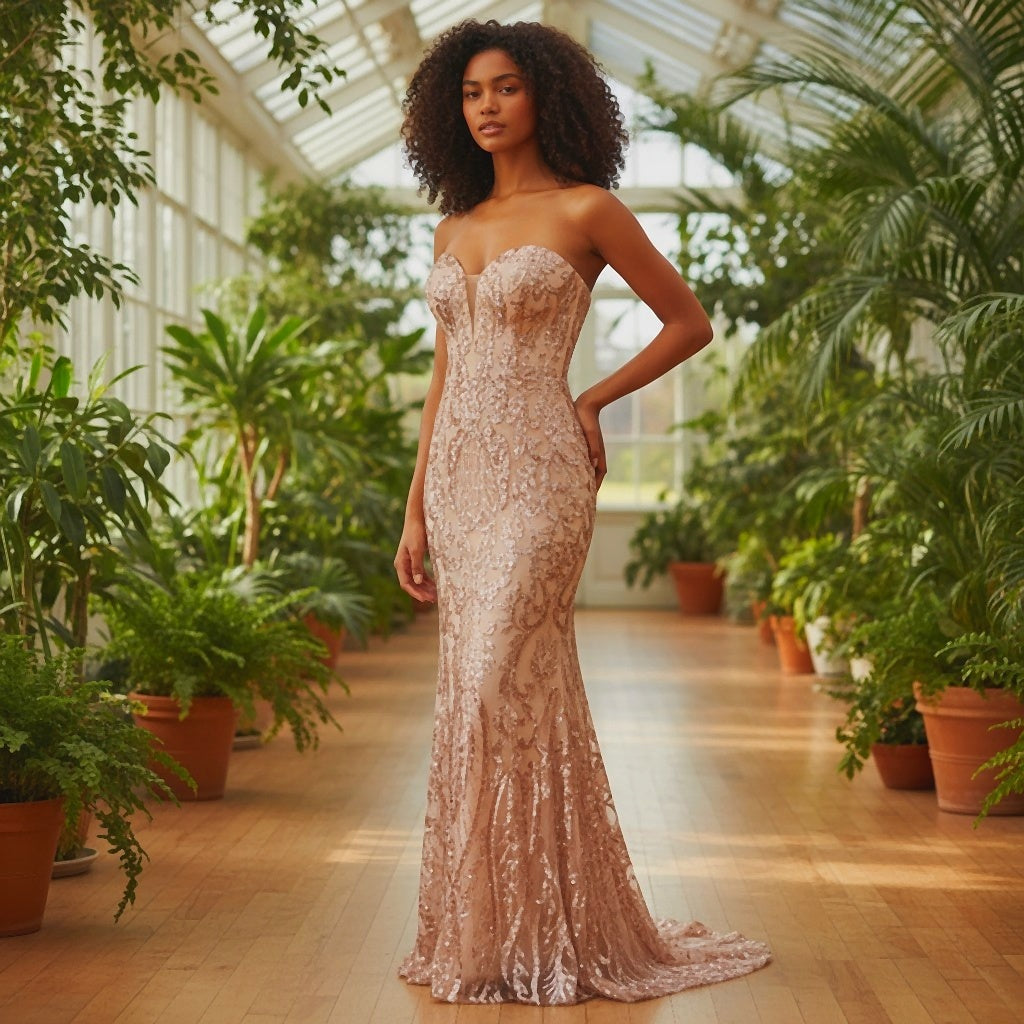Glamour Goddess Sequined Evening Gown