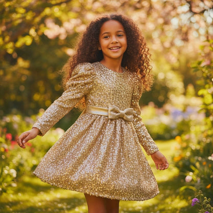 Glimmering Gold Glam Dress for Tiny Trendsetters