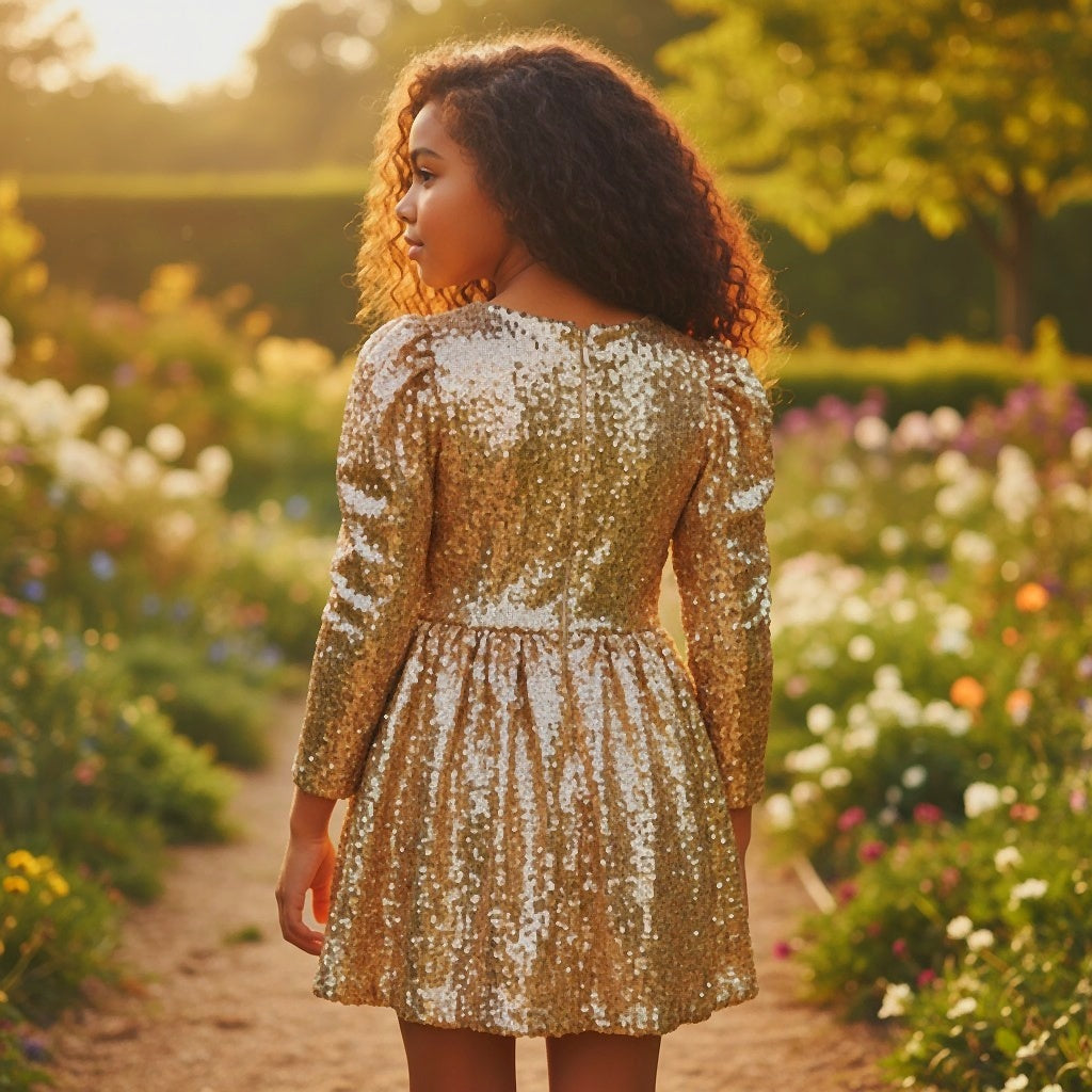 Glimmering Gold Glam Dress for Tiny Trendsetters
