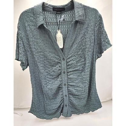 Women's Textured Button-Up Top - Charm