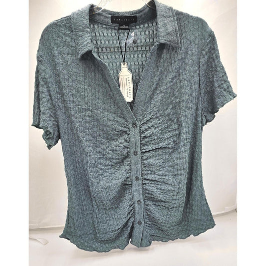 Women's Textured Button-Up Top - Charm