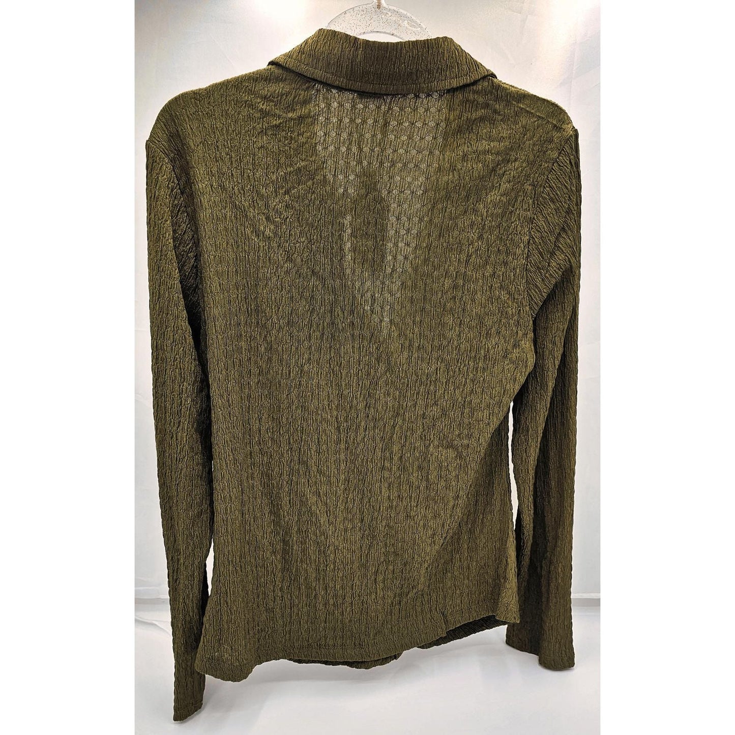 Textured Ruched Button-Up Blouse
