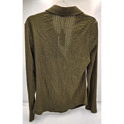 Textured Ruched Button-Up Blouse