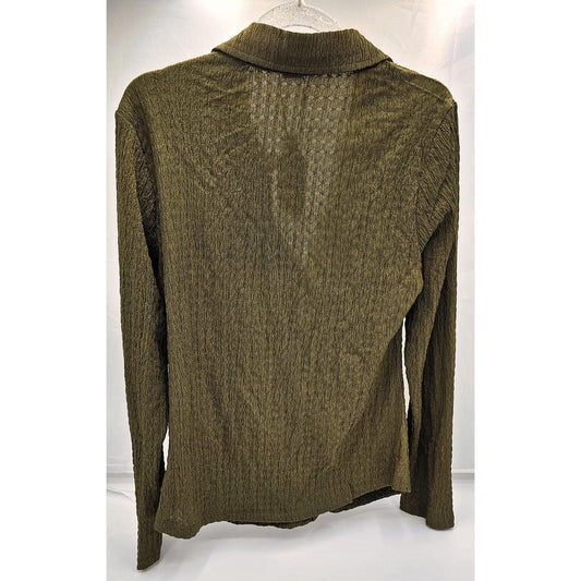 Textured Ruched Button-Up Blouse