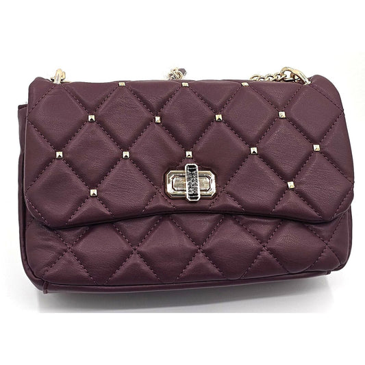 Quirky Quilted Plum Shoulder Handbag with Studded Charm