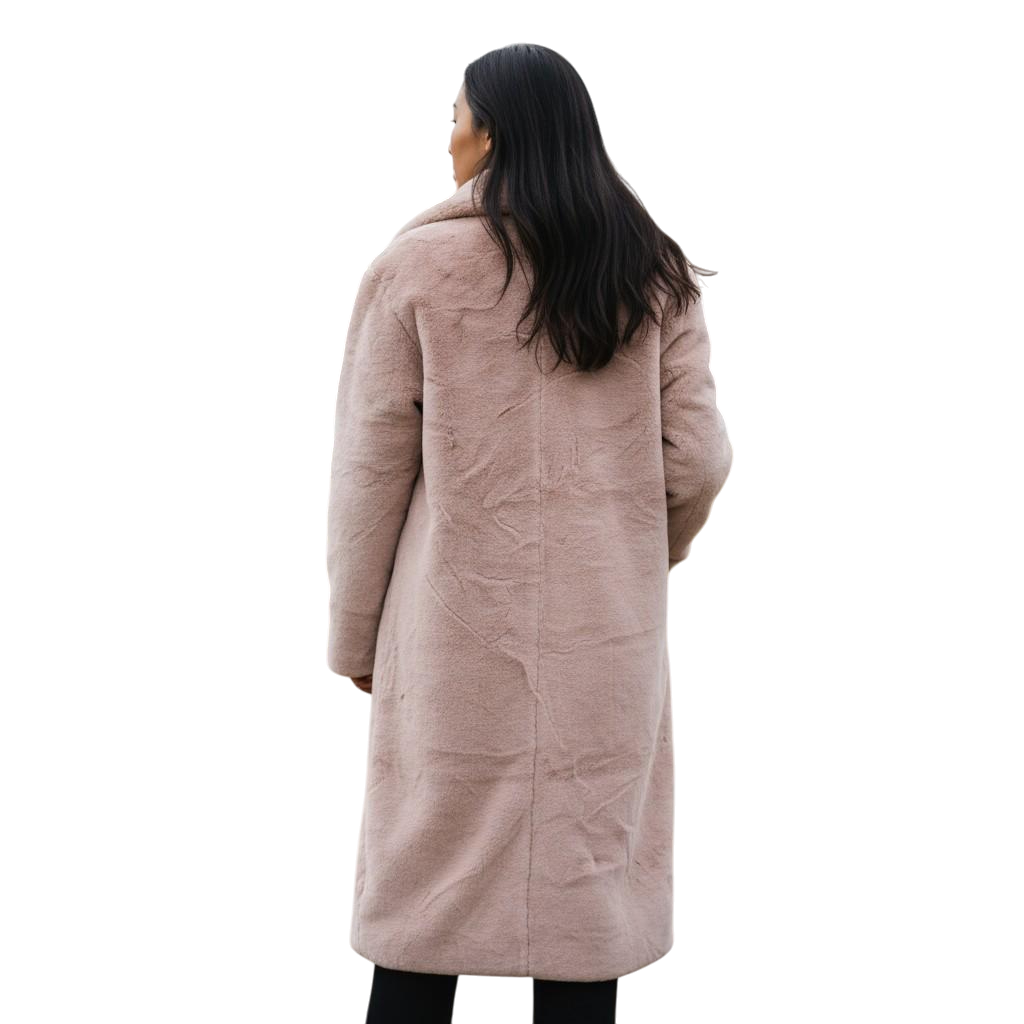 Luxuriously Cozy Blush Faux Fur Long Coat - Your Winter Hug!