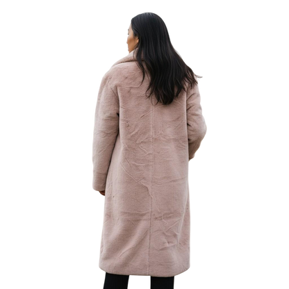 Luxuriously Cozy Blush Faux Fur Long Coat - Your Winter Hug!