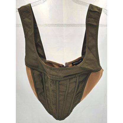 Tan & Camel Corset Crop Top