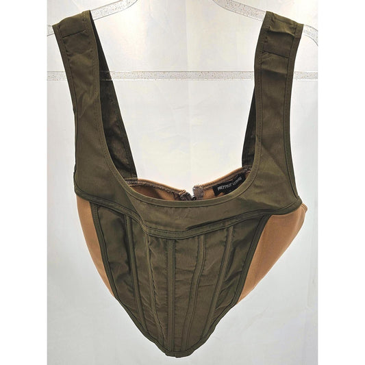 Tan & Camel Corset Crop Top
