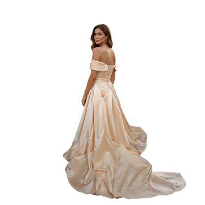 Peach Dreams Satin Ballgown - Feel Like Royalty!