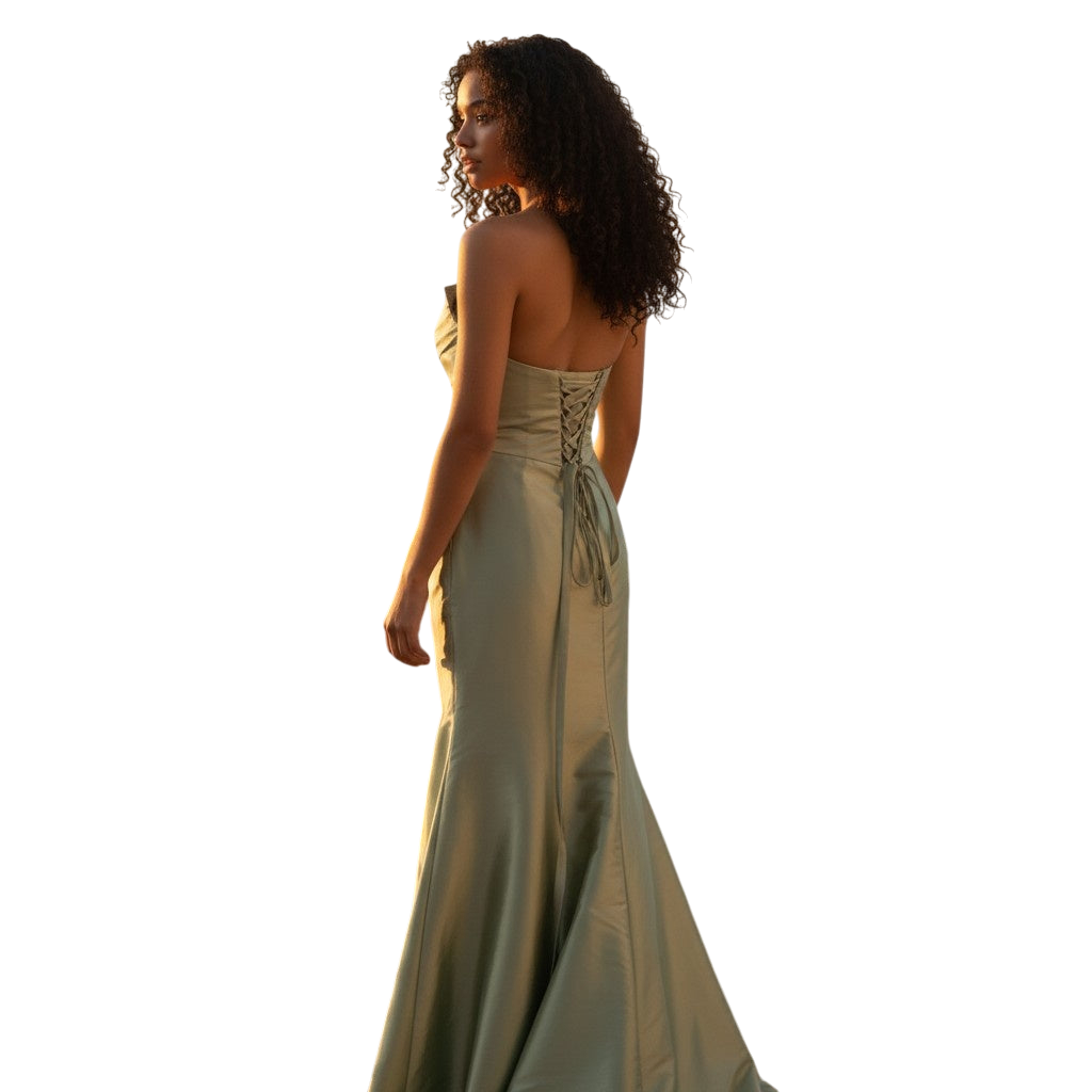 Sassy Strapless Evening Gown with Slit