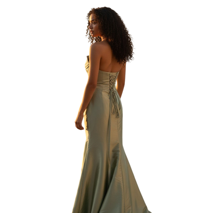 Sassy Strapless Evening Gown with Slit