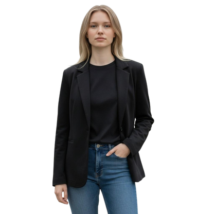 Chic Women's Blazer with Sparkling Fringe Back