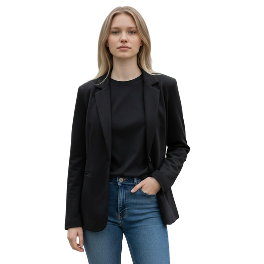 Chic Women's Blazer with Sparkling Fringe Back