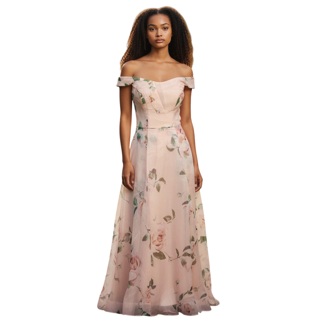 Blossom & Flutter Off-Shoulder Party Dress