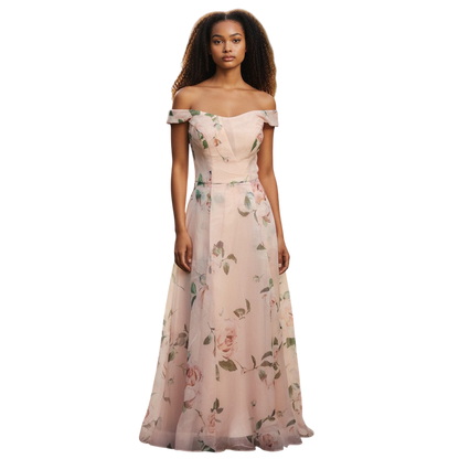 Blossom & Flutter Off-Shoulder Party Dress