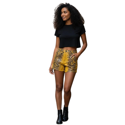 Wild Side Python Print Women's Casual Shorts