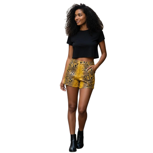 Wild Side Python Print Women's Casual Shorts