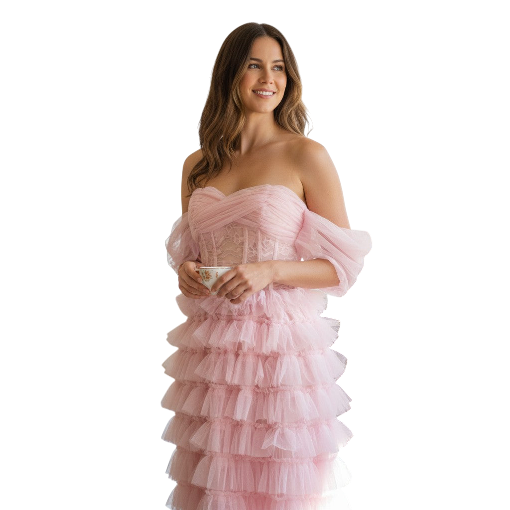 Whimsical Pink Cotton Candy Couture Dress