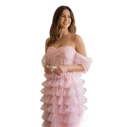 Whimsical Pink Cotton Candy Couture Dress