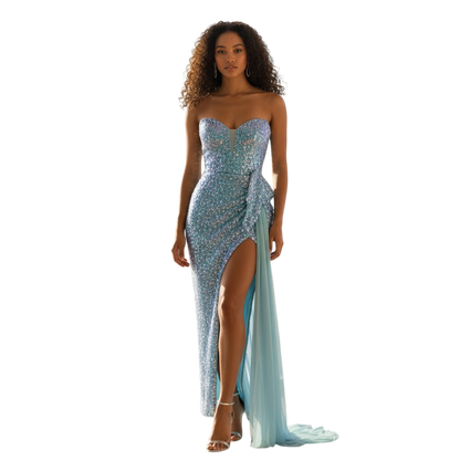 Mermaid Dreams: Sparkling Light Blue Evening Gown