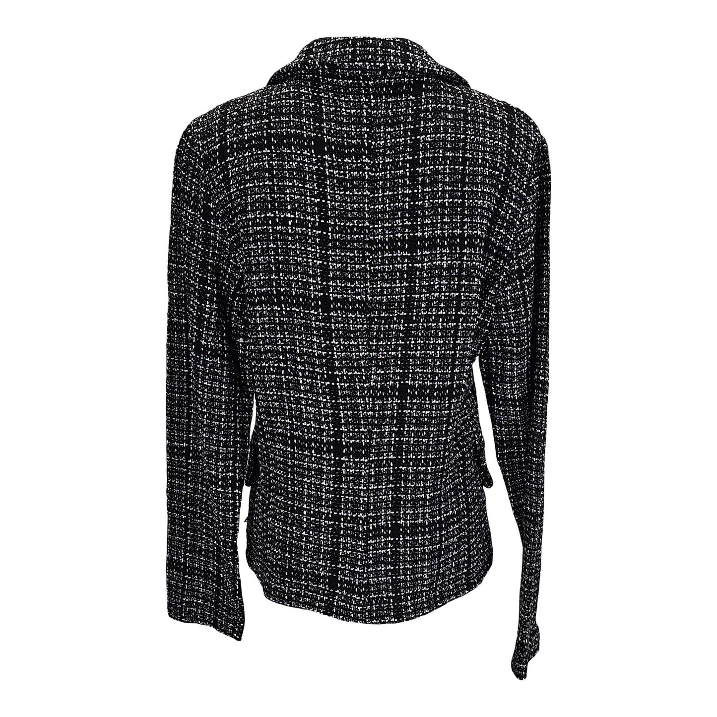 Sjein Chic Black and White Tweed Women's Blazer with Statement Buttons/L