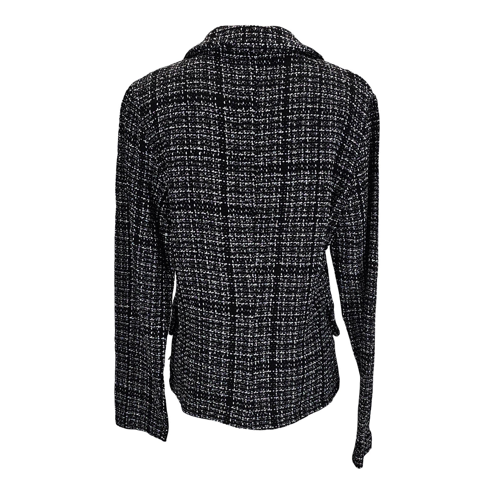 Sjein Chic Black and White Tweed Women's Blazer with Statement Buttons/L