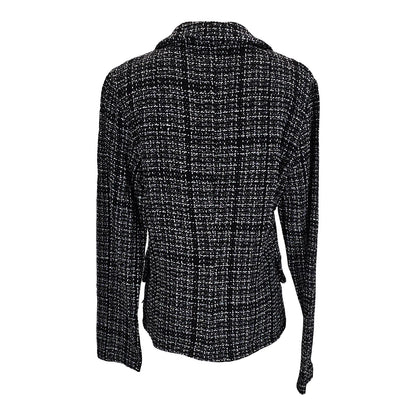 Sjein Chic Black and White Tweed Women's Blazer with Statement Buttons/L