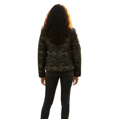 Moto Puffer Jacket Camouflage - Zip Up & Stand Out!