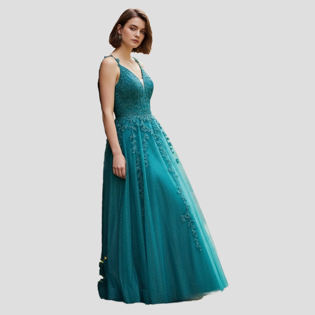 Teal Temptation: Enchanting Evening Gown