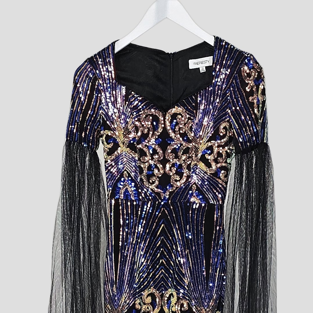 Celestial Glamour: Evening Gown with Mystical Flow