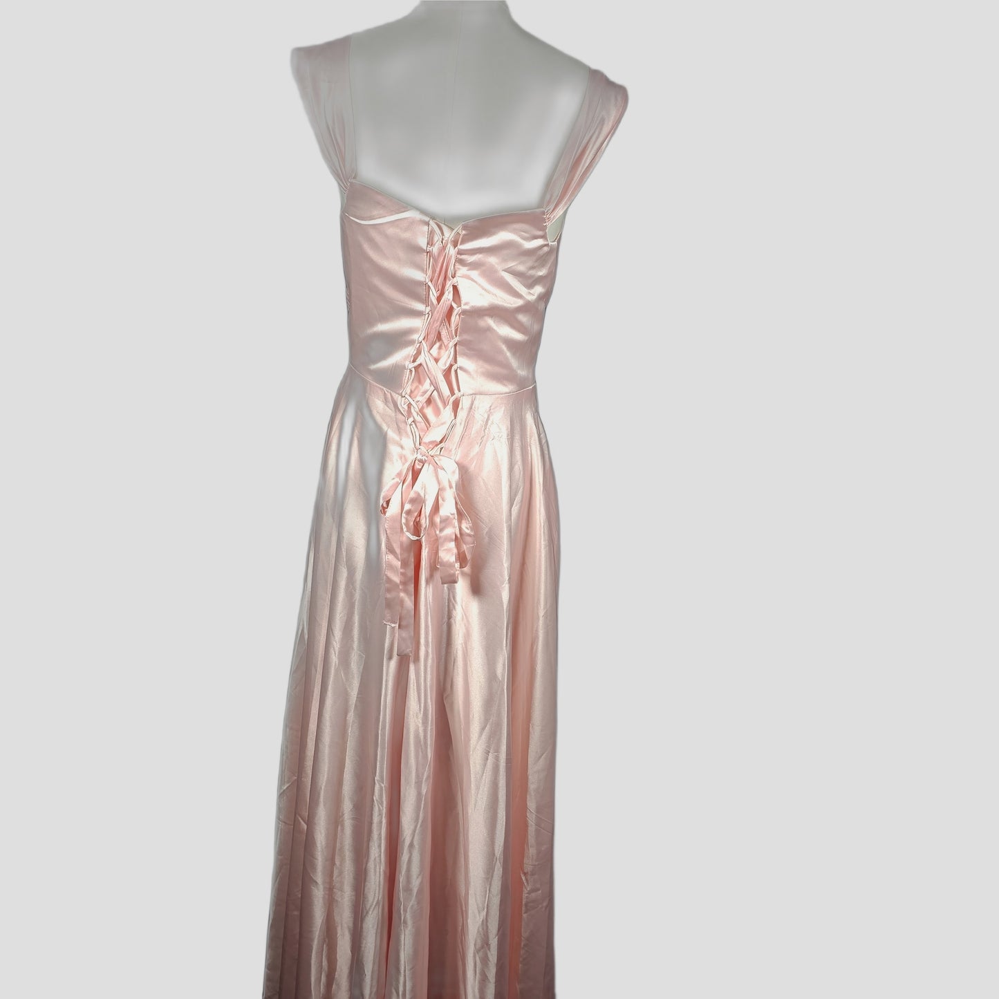 Blushing Belle Lace-Up Evening Gown