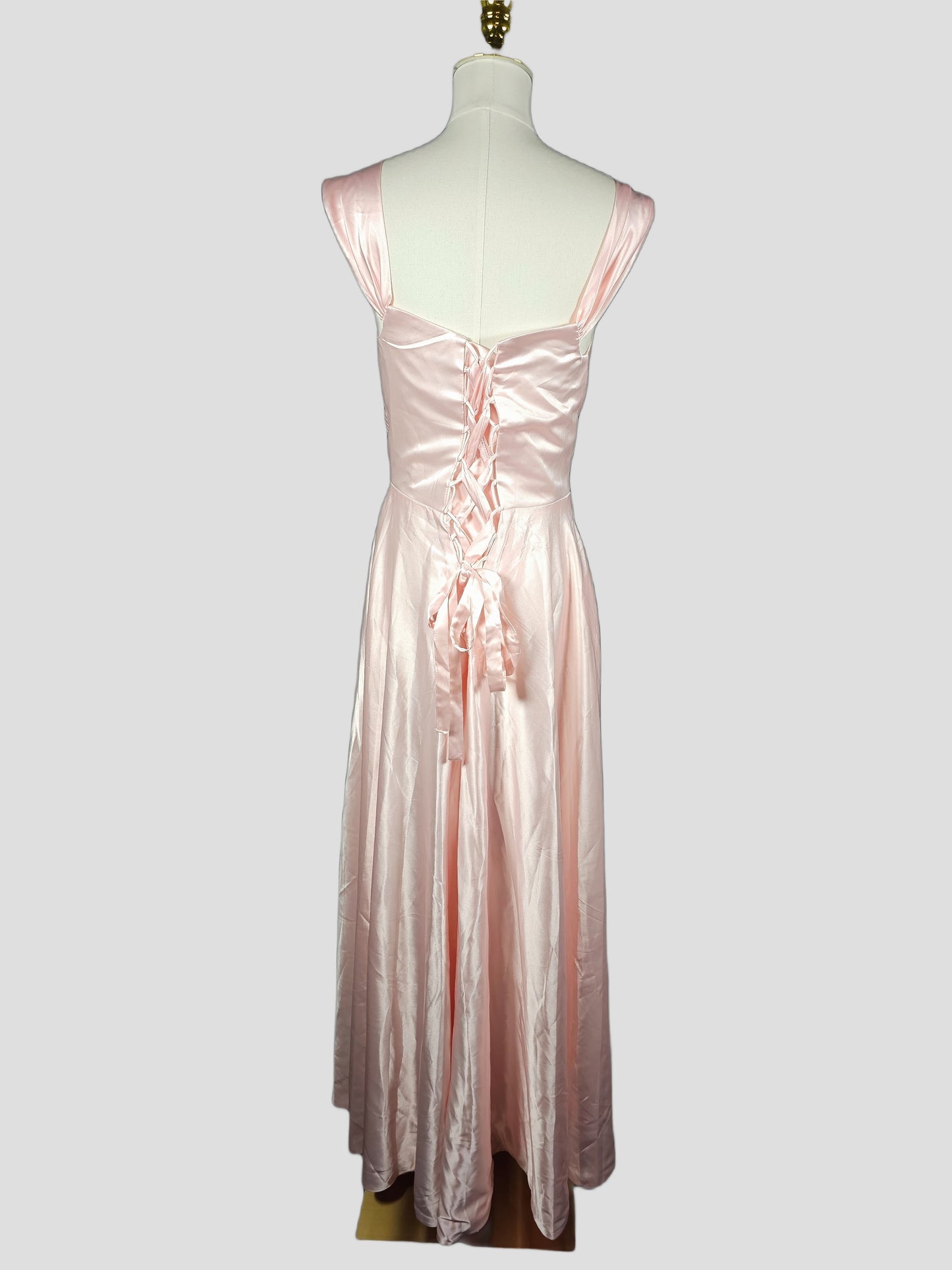 Blushing Belle Lace-Up Evening Gown