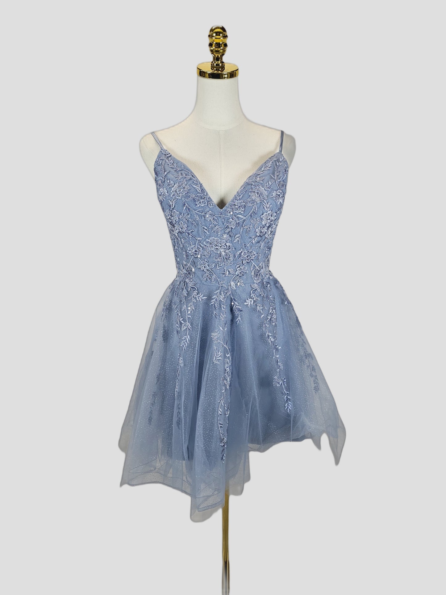 Charming Blue Floral Lace Dress for Weddings & Parties