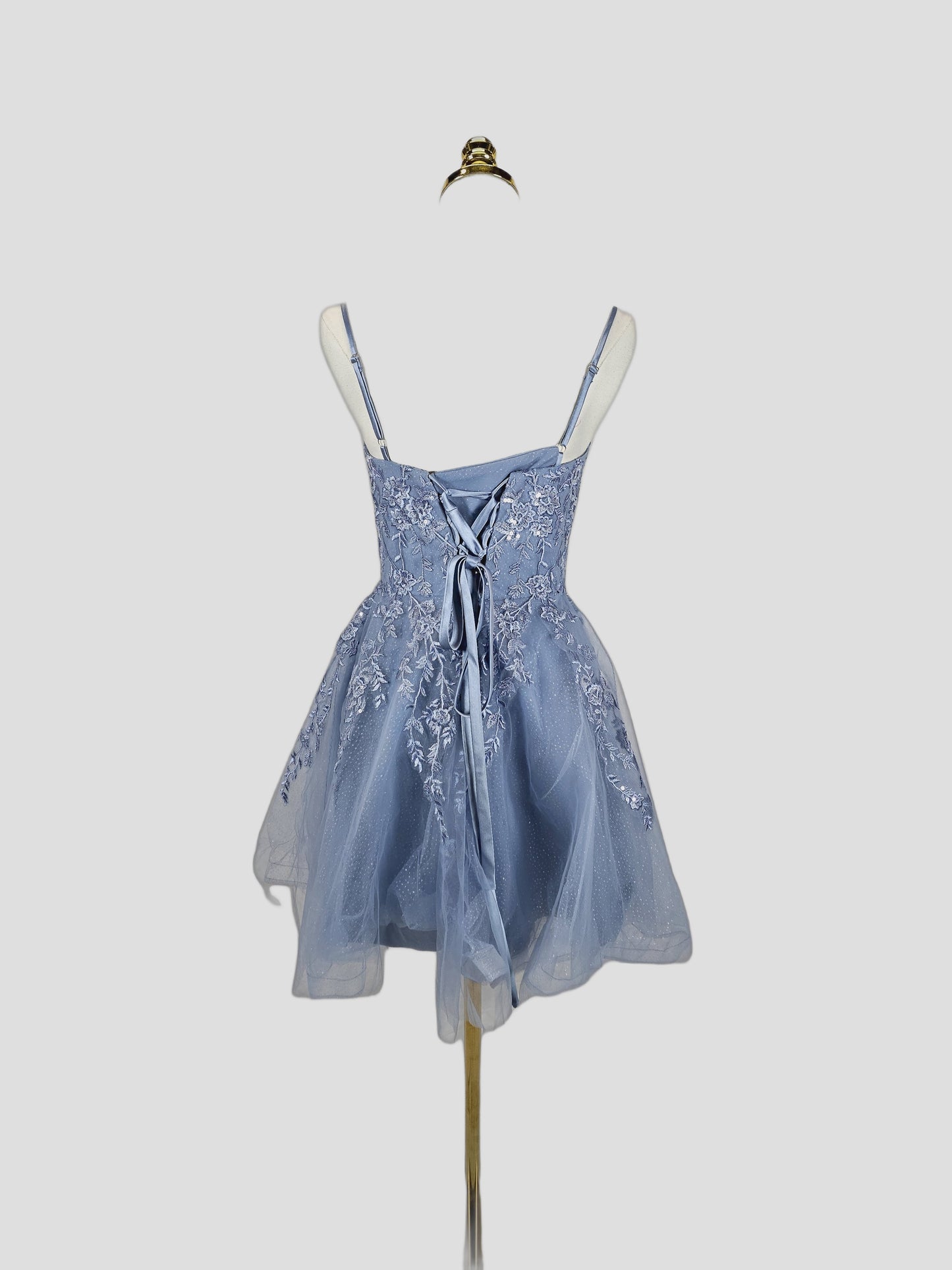 Charming Blue Floral Lace Dress for Weddings & Parties