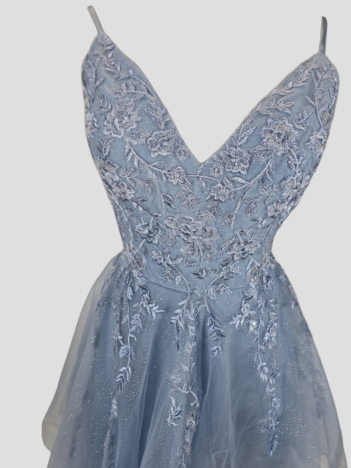 Charming Blue Floral Lace Dress for Weddings & Parties