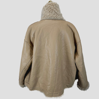 Bold Tan Reversible Shearling Jacket: Fierce Winter Warmth