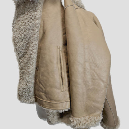 Bold Tan Reversible Shearling Jacket: Fierce Winter Warmth