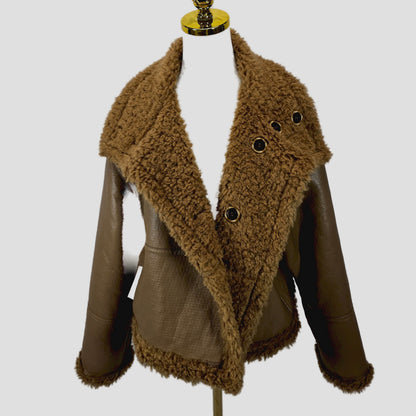 Fierce Cognac Reversible Shearling Jacket: Cozy Command for Every Adventure