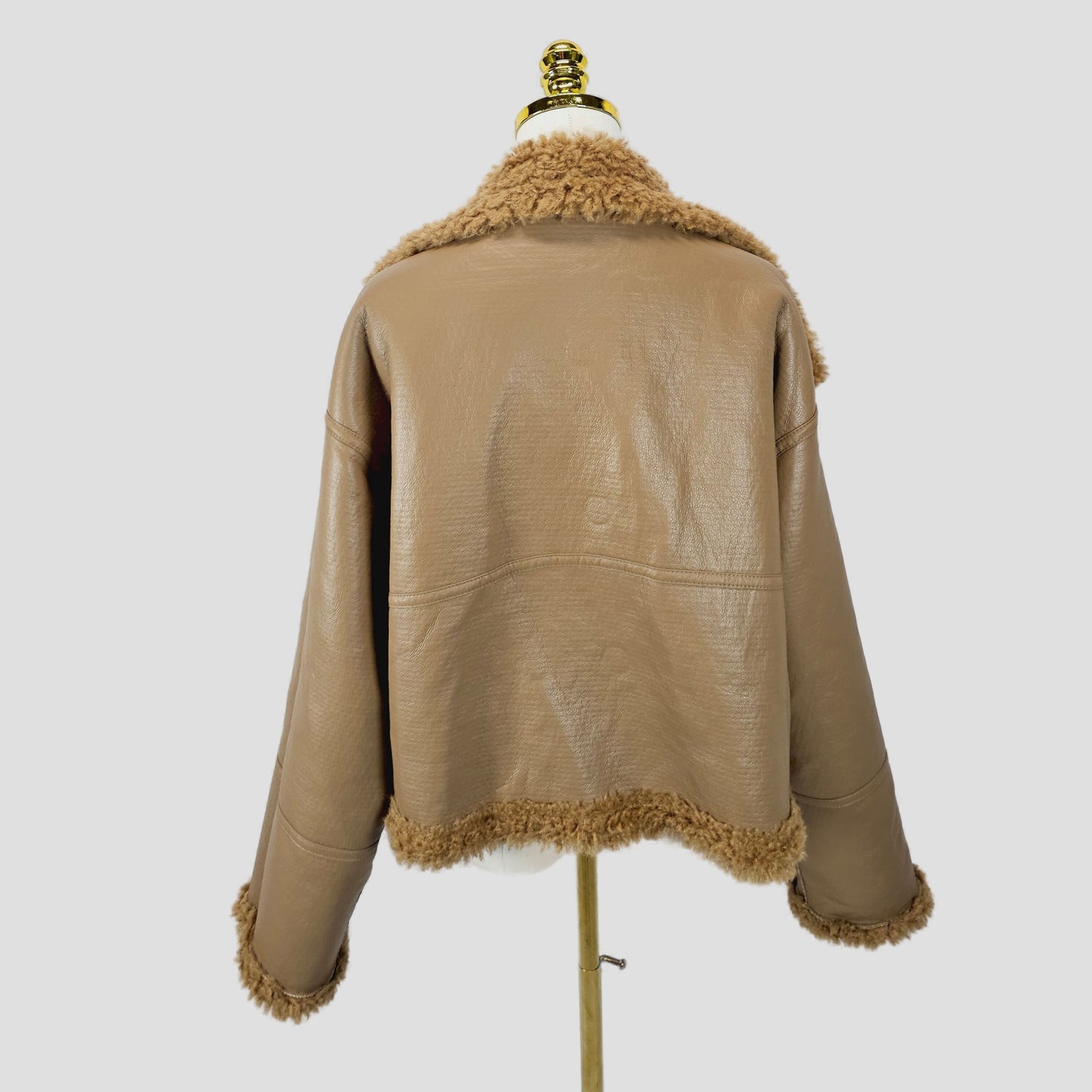 Fierce Cognac Reversible Shearling Jacket: Cozy Command for Every Adventure