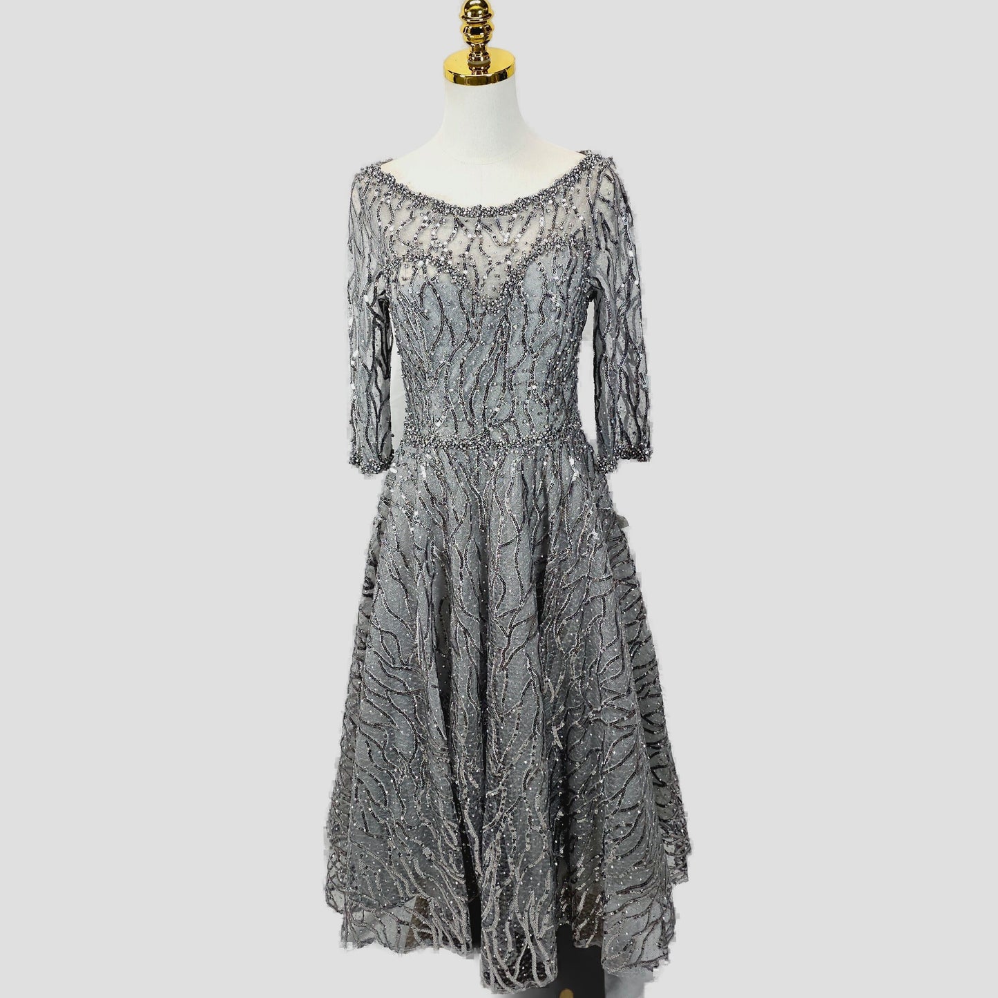 Show-Stopping Silver Sequin Symphony Dress for Gala Nights
