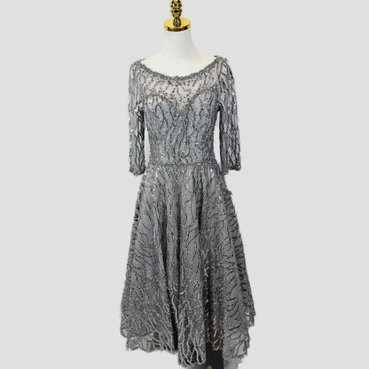 Show-Stopping Silver Sequin Symphony Dress for Gala Nights