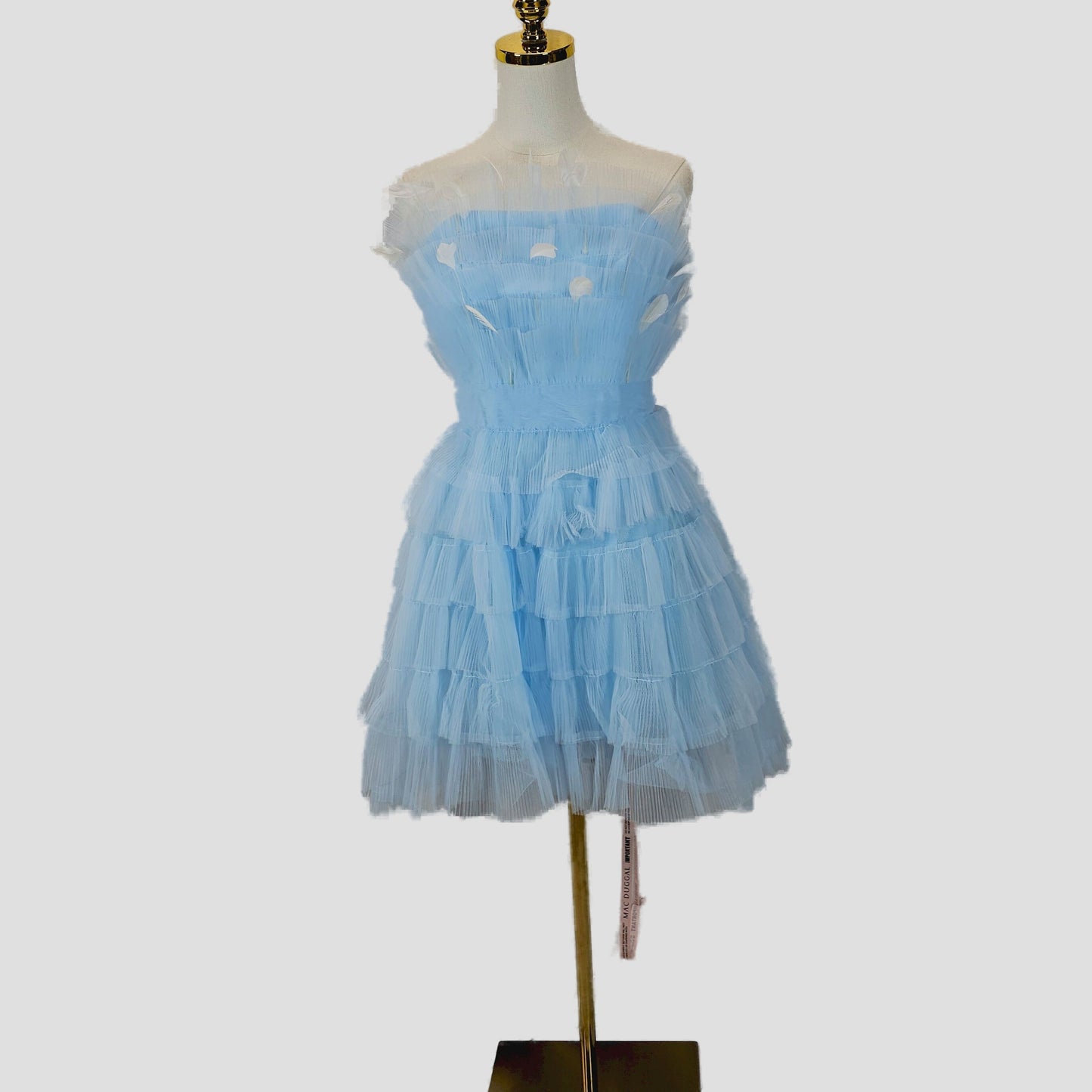Show-Stopping Sky Blue Ruffled Tulle Party Dress