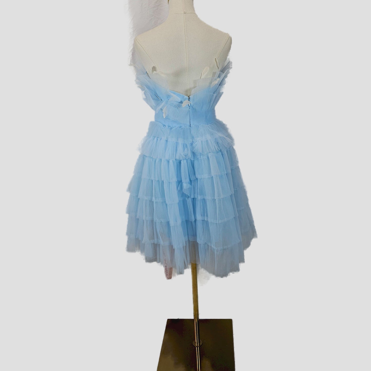 Show-Stopping Sky Blue Ruffled Tulle Party Dress