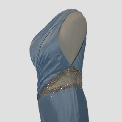 Dazzling Sky Blue Glam Satin Gown for Red Carpet Moments